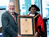 John Kay receives his award from Mayor of Rochdale, Councillor Ali Ahmed